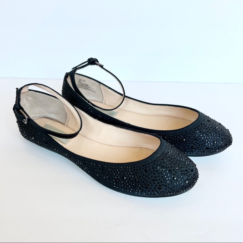 Betsey Johnson Black Rhinestone Flats
